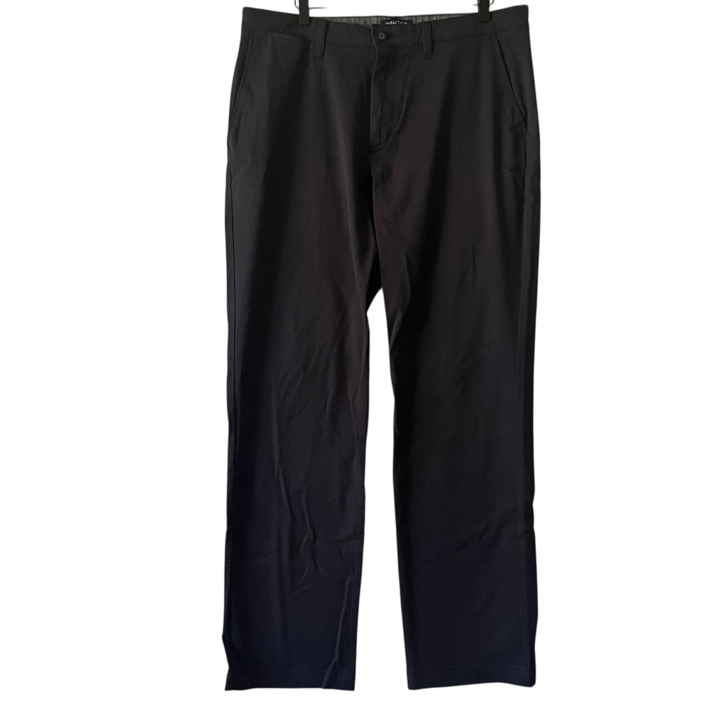 Nautica Classic Fit Navy‎ Blue Flat Front Straight Leg Dress Pants Mens 34W 32L